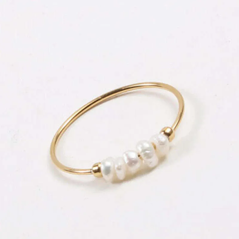 Five Pearl Gold Ring