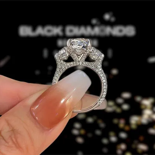 Flash Sale - Luxurious Radiant Cut Three Stone Engagement Ring