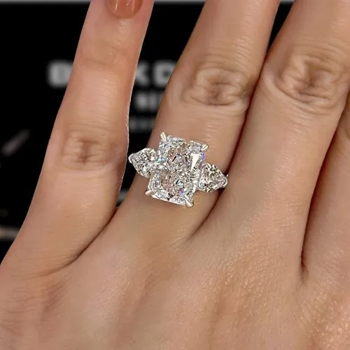 Flash Sale - Luxurious Radiant Cut Three Stone Engagement Ring