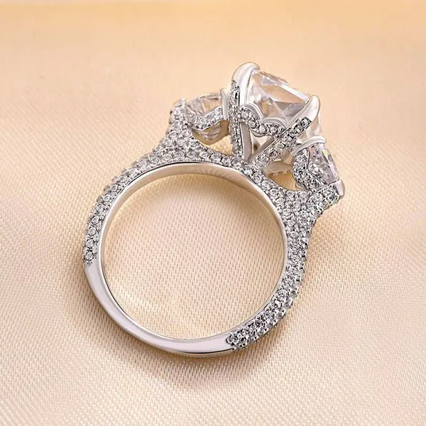 Flash Sale - Luxurious Radiant Cut Three Stone Engagement Ring