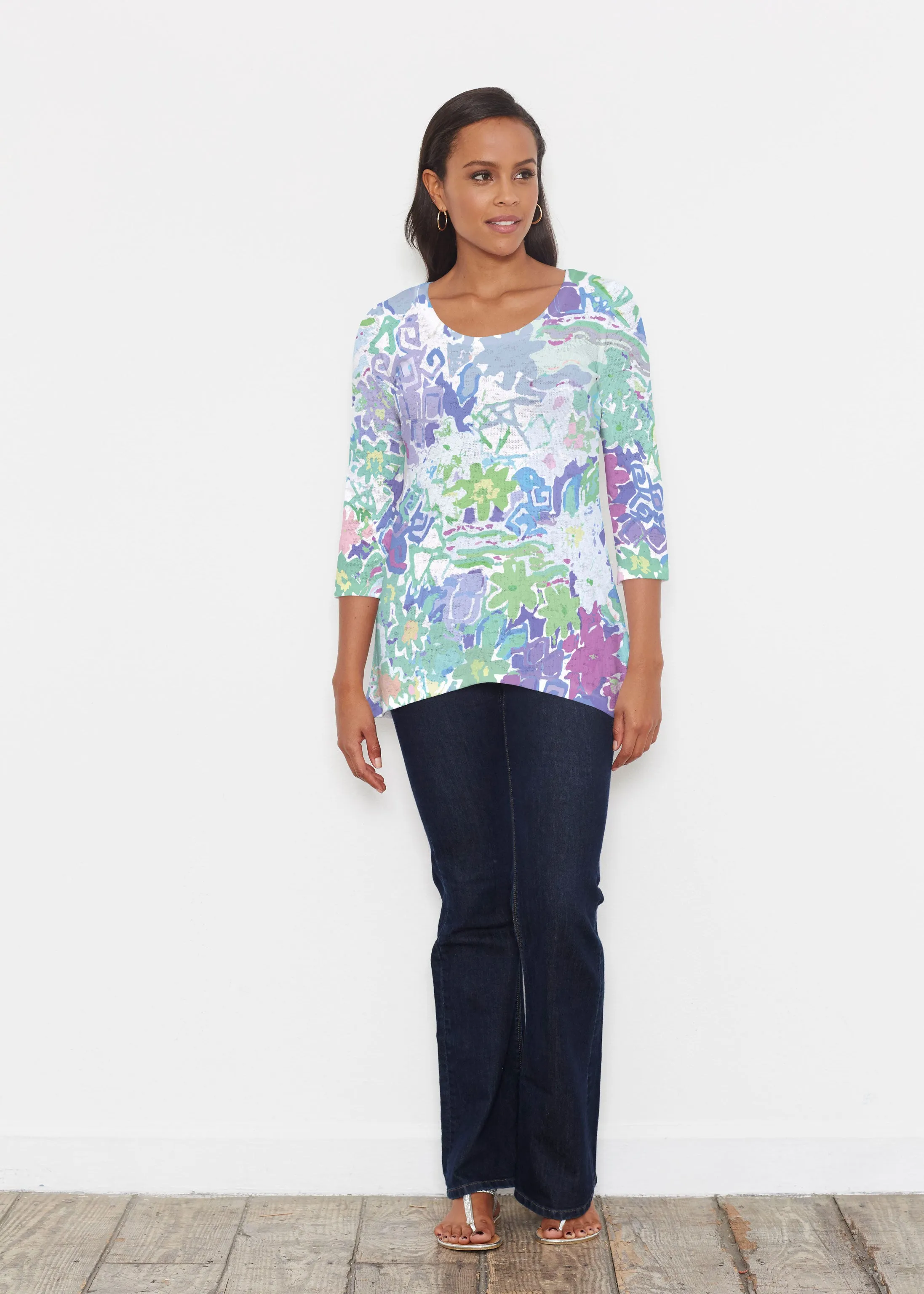 Floral Graffiti (19210) ~ Katherine Hi-Lo Thermal Tunic