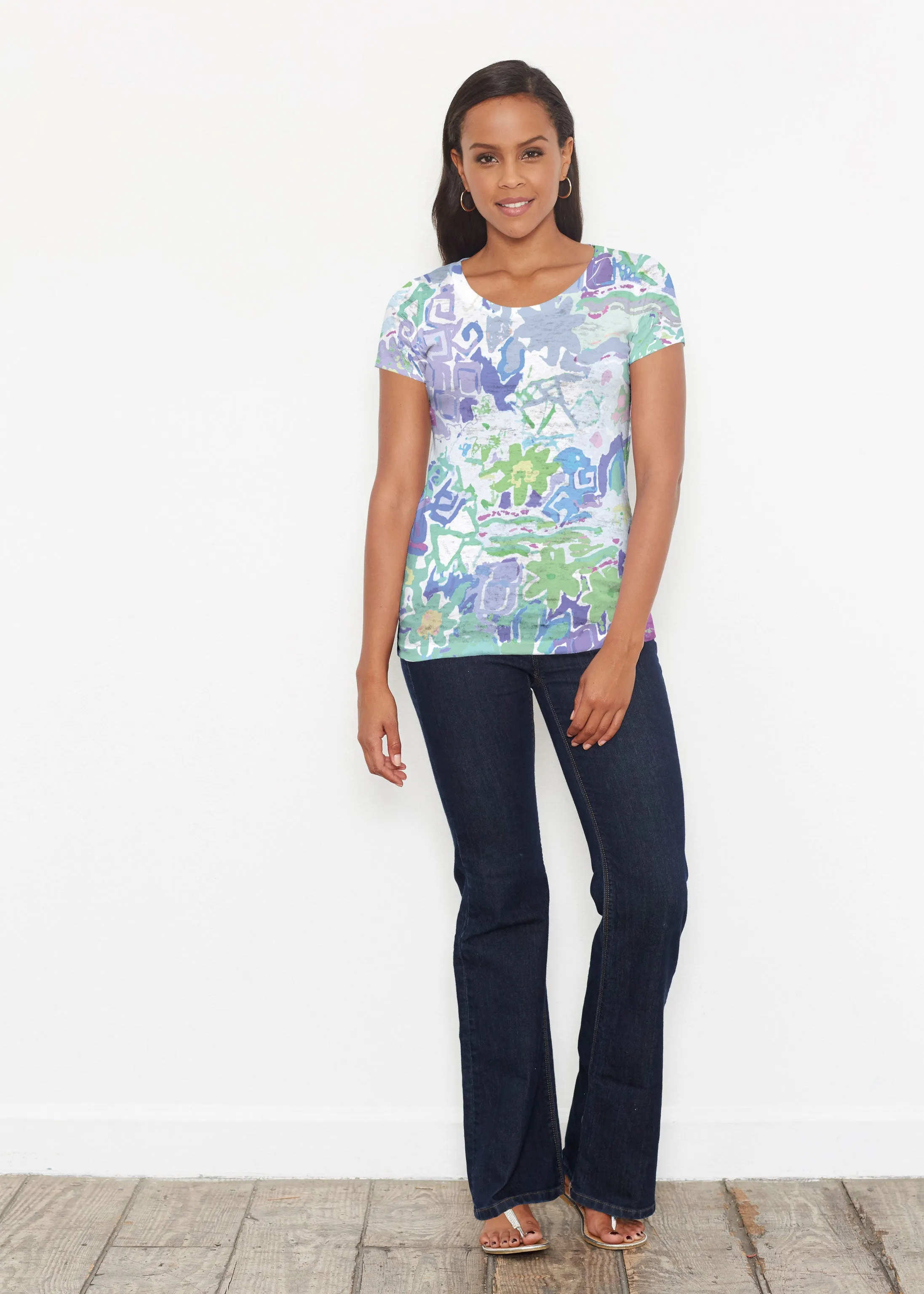 Floral Graffiti (19210) ~ Short Sleeve Scoop Shirt