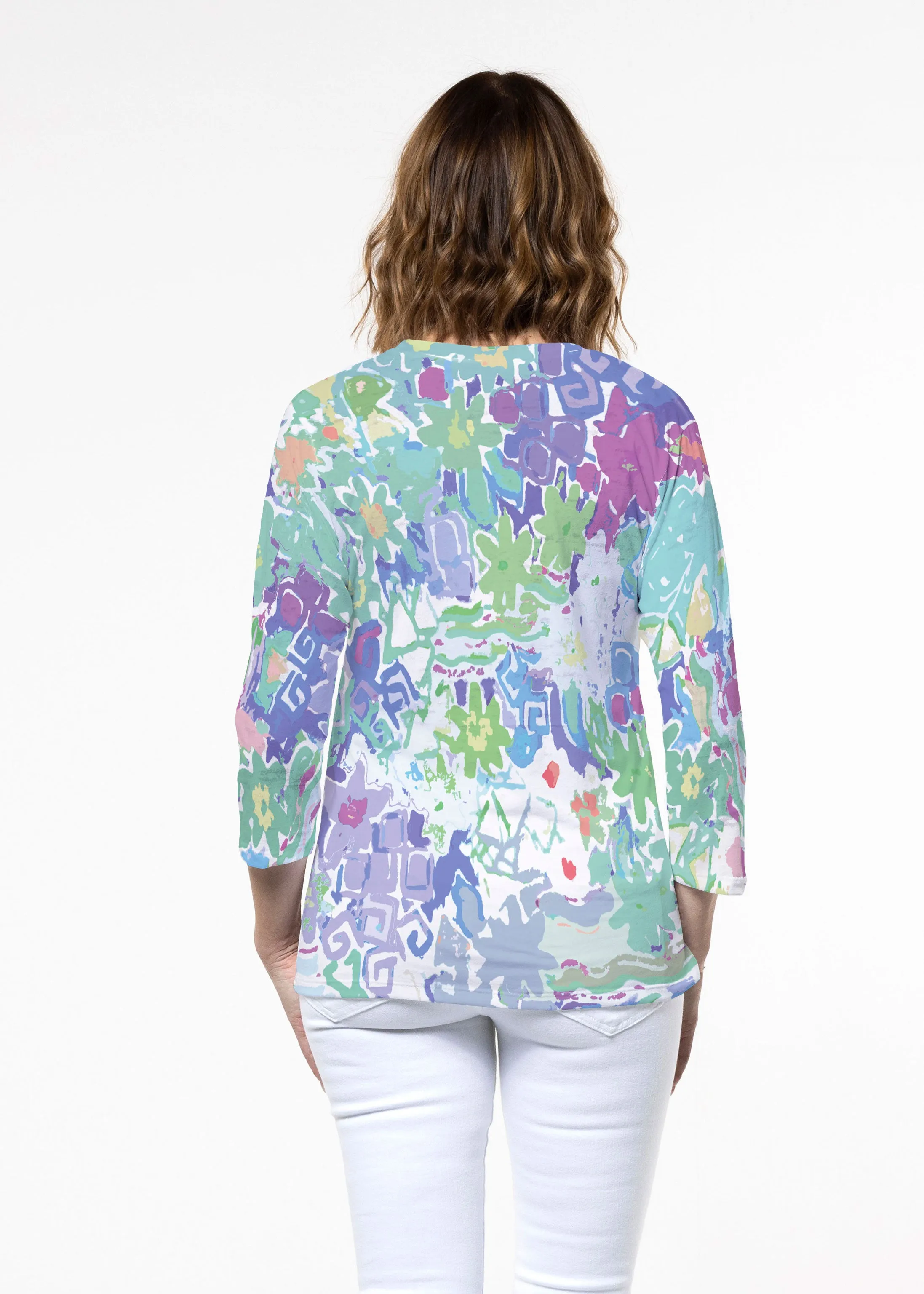 Floral Graffiti (19210) ~ Signature 3/4 Sleeve Crew Neck Top