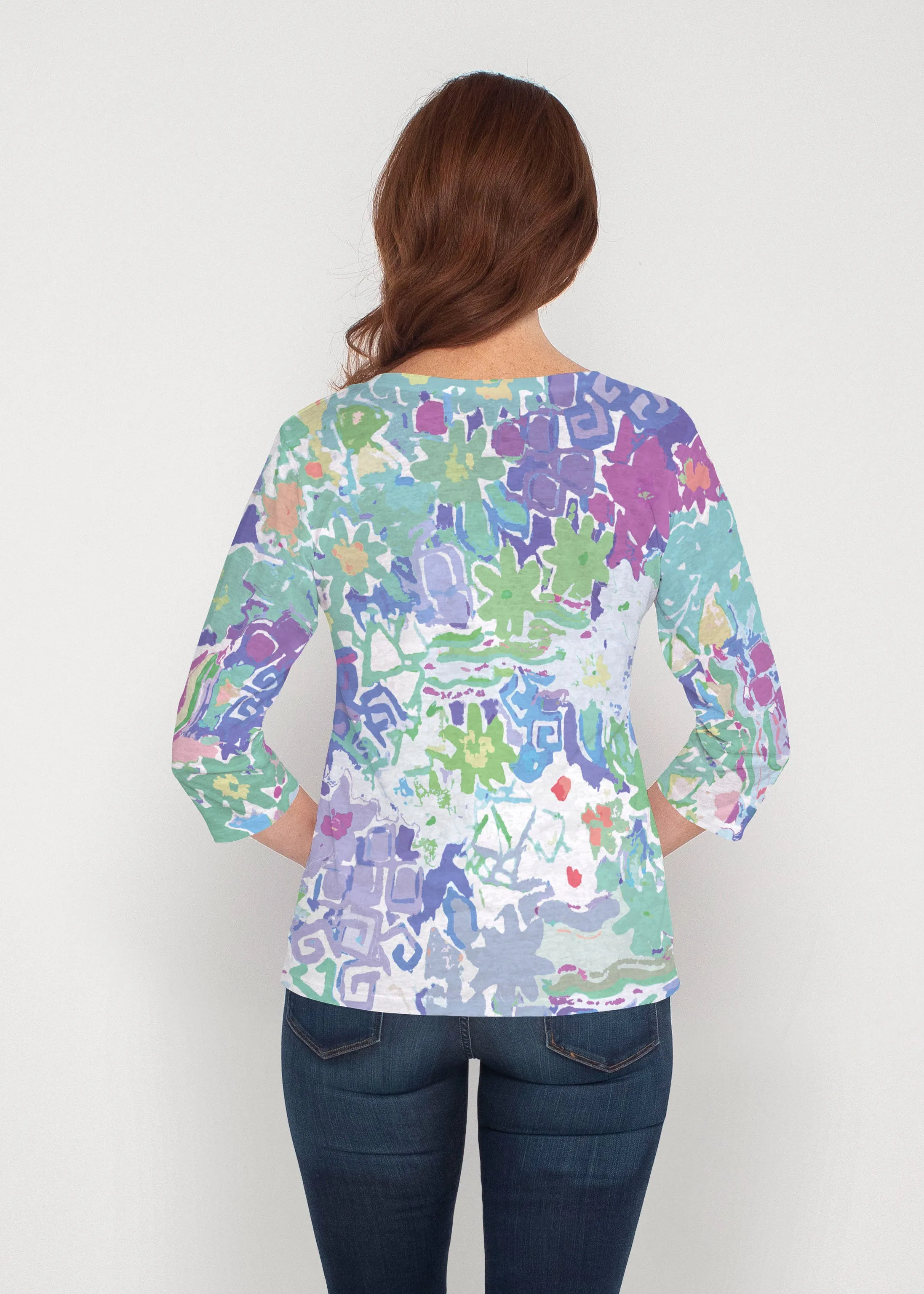 Floral Graffiti (19210) ~ Signature 3/4 Sleeve V-Neck Top