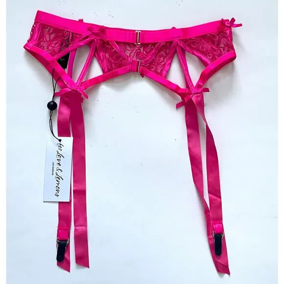 For Love &amp; Lemons Victoria's Secret Soutache Garter Belt Pink Size XXS NEW