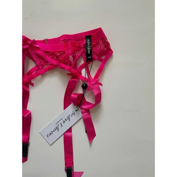 For Love &amp; Lemons Victoria's Secret Soutache Garter Belt Pink Size XXS NEW