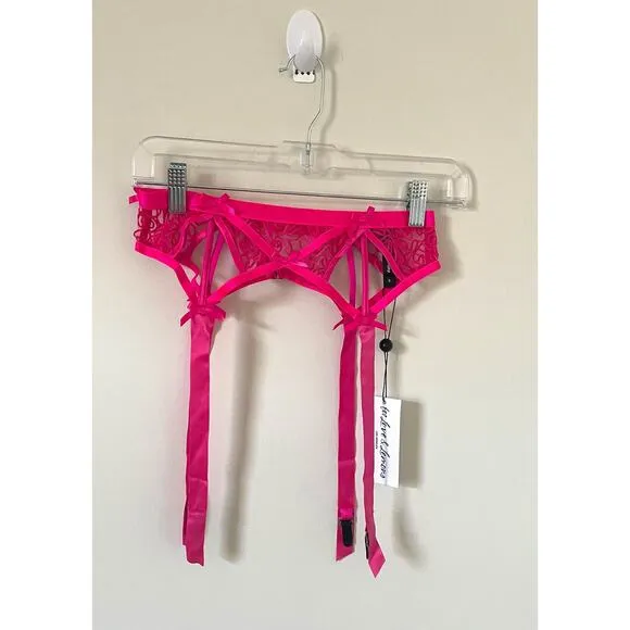 For Love &amp; Lemons Victoria's Secret Soutache Garter Belt Pink Size XXS NEW