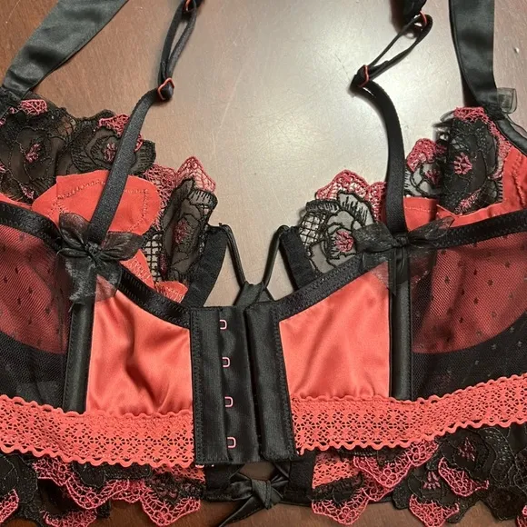 For Love and Lemons Ivy Bustier embroidered roses