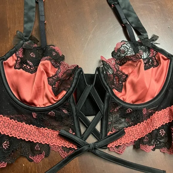 For Love and Lemons Ivy Bustier embroidered roses
