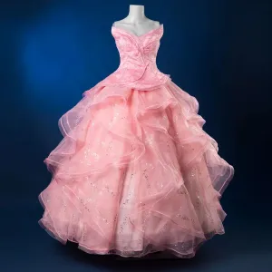 Formal Dress Cosplay Costume Dreamy Pink Strapless Ball Gown FY0144