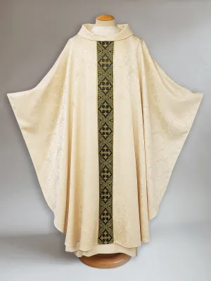 Francis Classic Baroque Parchment & Brocade Green Sample Chasuble