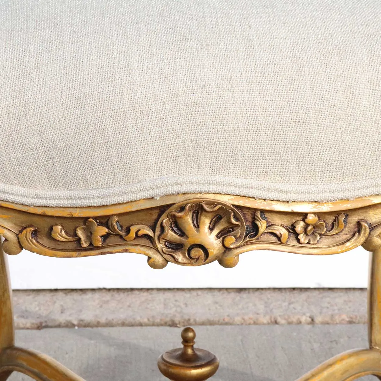 French Parisian Louis XV Revival Painted Beech Upholstered Stool / Tabouret