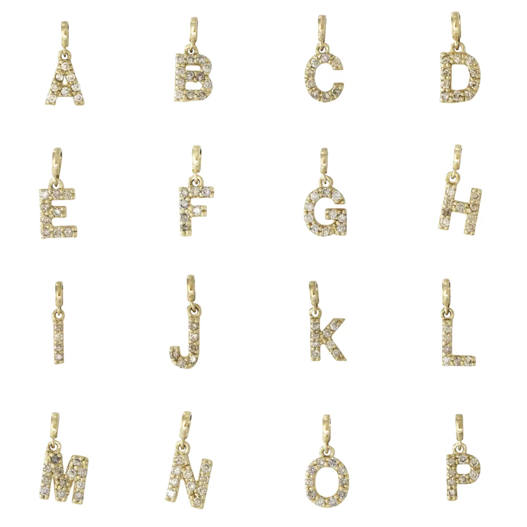 Gold Beads with Diamond Paved Initial