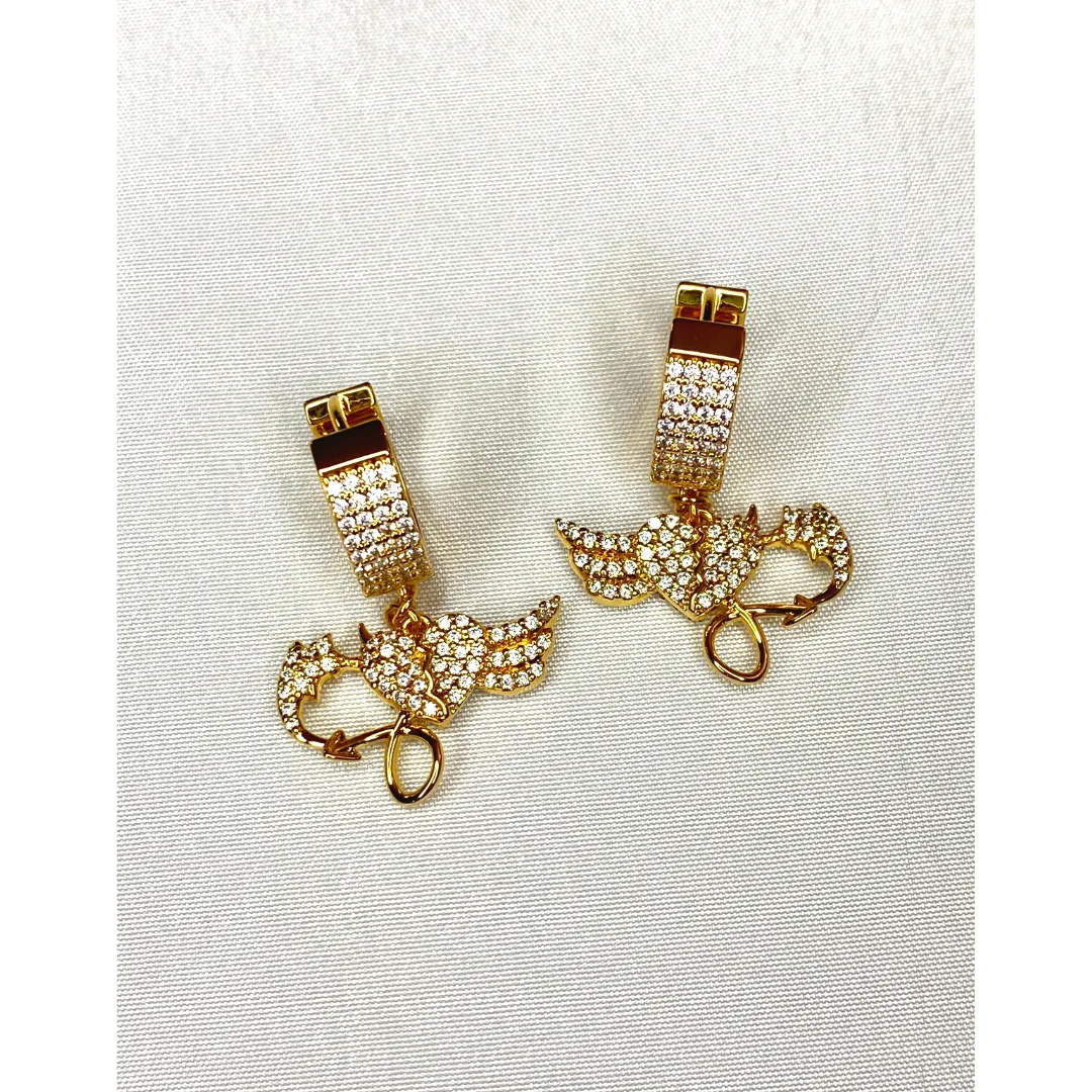 Gold Diamond Earrings Heart Cuff