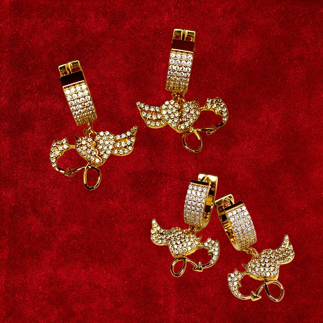 Gold Diamond Earrings Heart Cuff