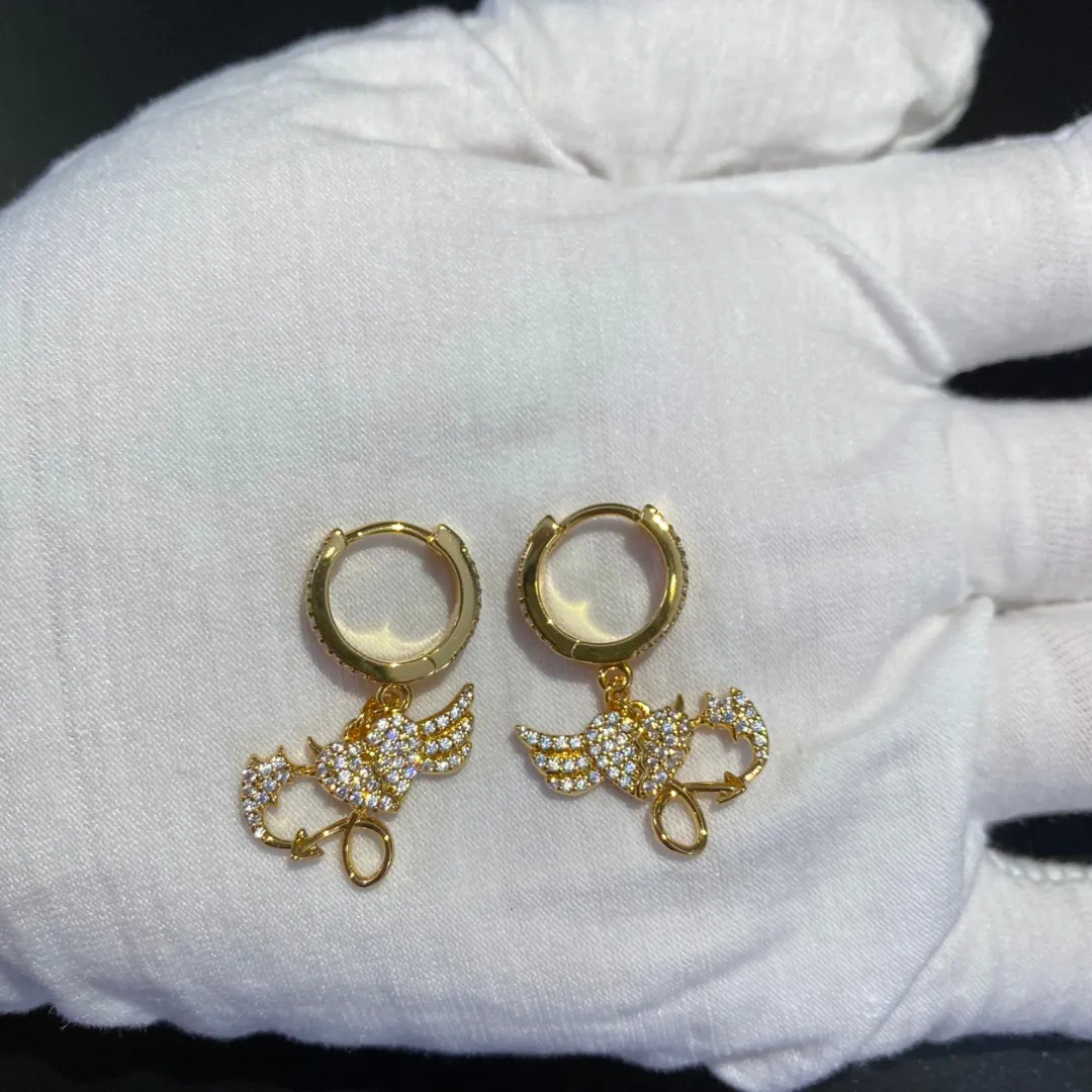Gold Diamond Earrings Heart Cuff