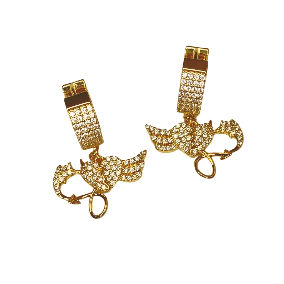 Gold Diamond Earrings Heart Cuff