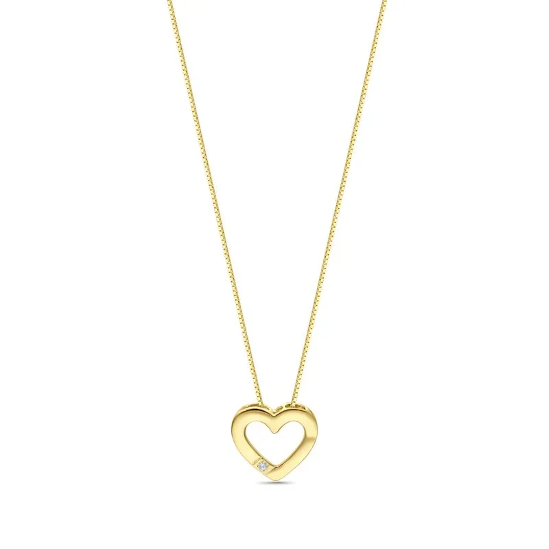 Gold Heart Pendant with 1.5mm Round Facet White Diamond
