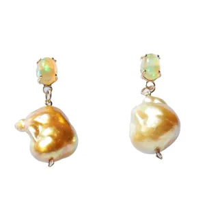 Golden South Sea Baroque Pearls and Opals