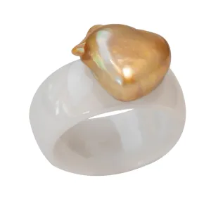 Golden South Sea Heart Pearl ring