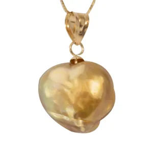Golden South Sea Pearl Heart Pendant