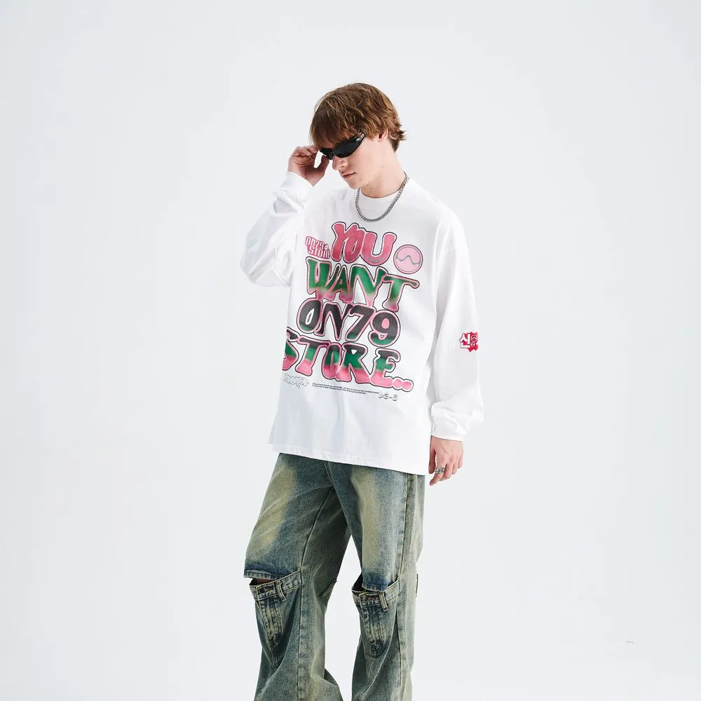 Graffiti "ON79" Letters Sweatshirt