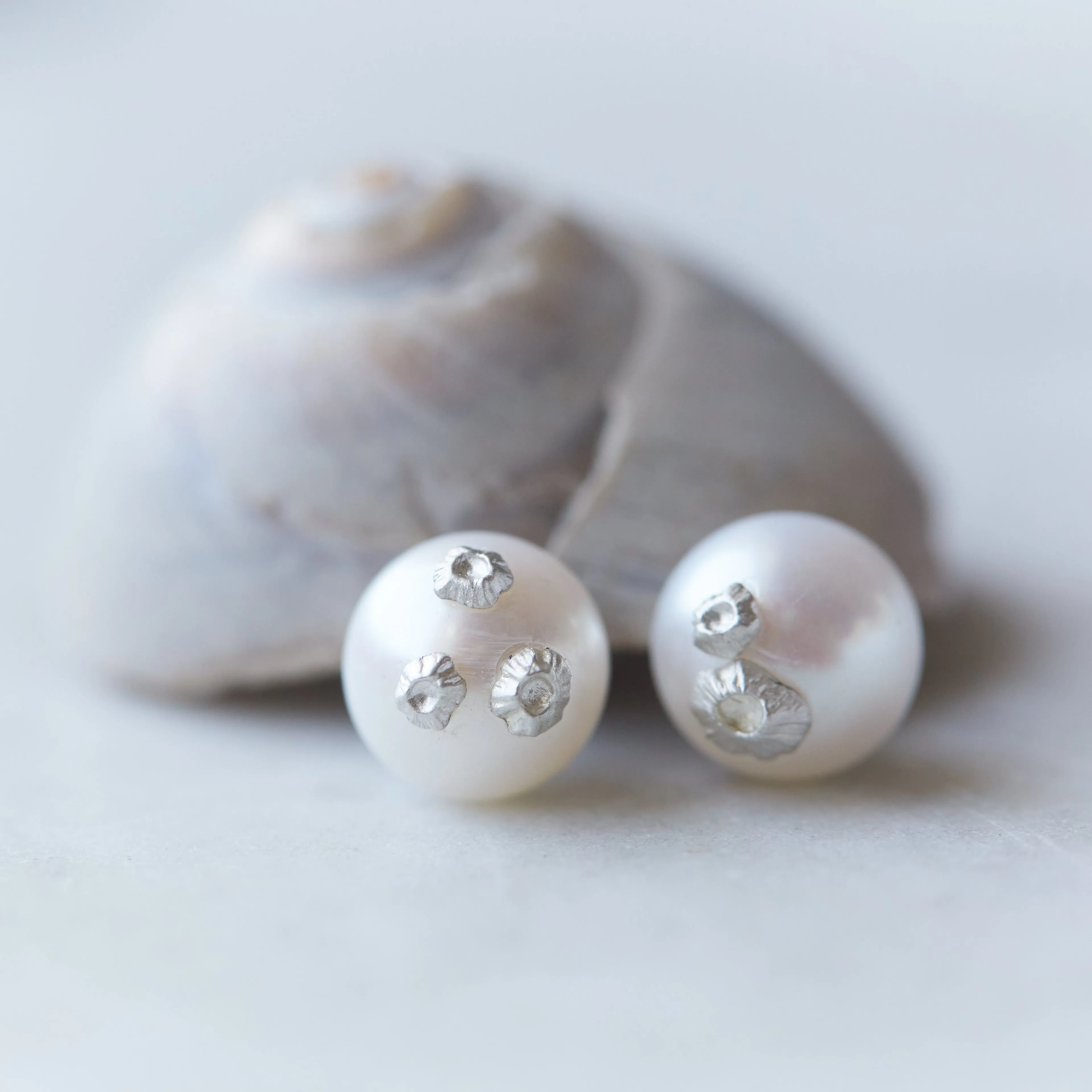 Grand Pearl Ruthie B. Studs with Barnacles