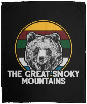 Great Smoky Mountains Bear (White) - Plush Fleece Blanket (50x60)