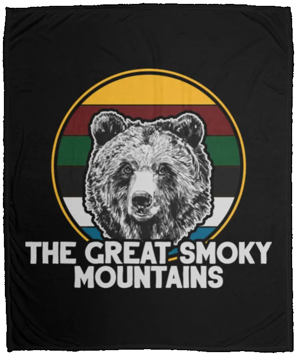Great Smoky Mountains Bear (White) - Plush Fleece Blanket (50x60)