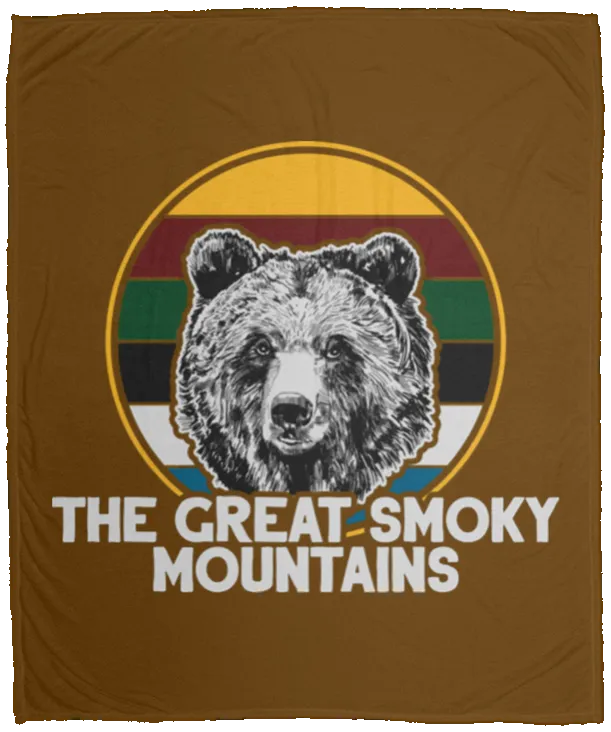 Great Smoky Mountains Bear (White) - Plush Fleece Blanket (50x60)