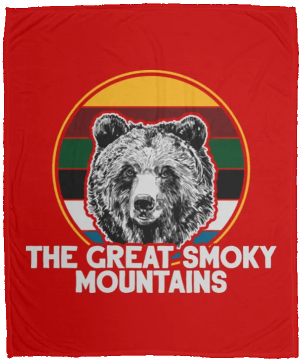 Great Smoky Mountains Bear (White) - Plush Fleece Blanket (50x60)