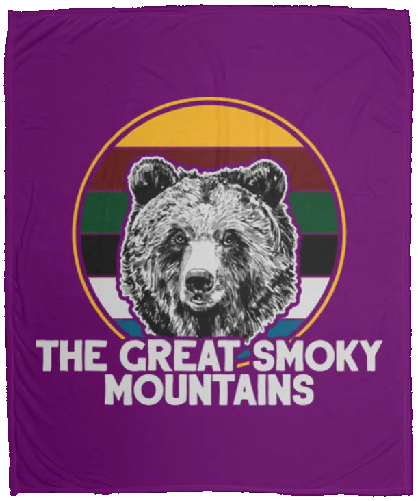 Great Smoky Mountains Bear (White) - Plush Fleece Blanket (50x60)