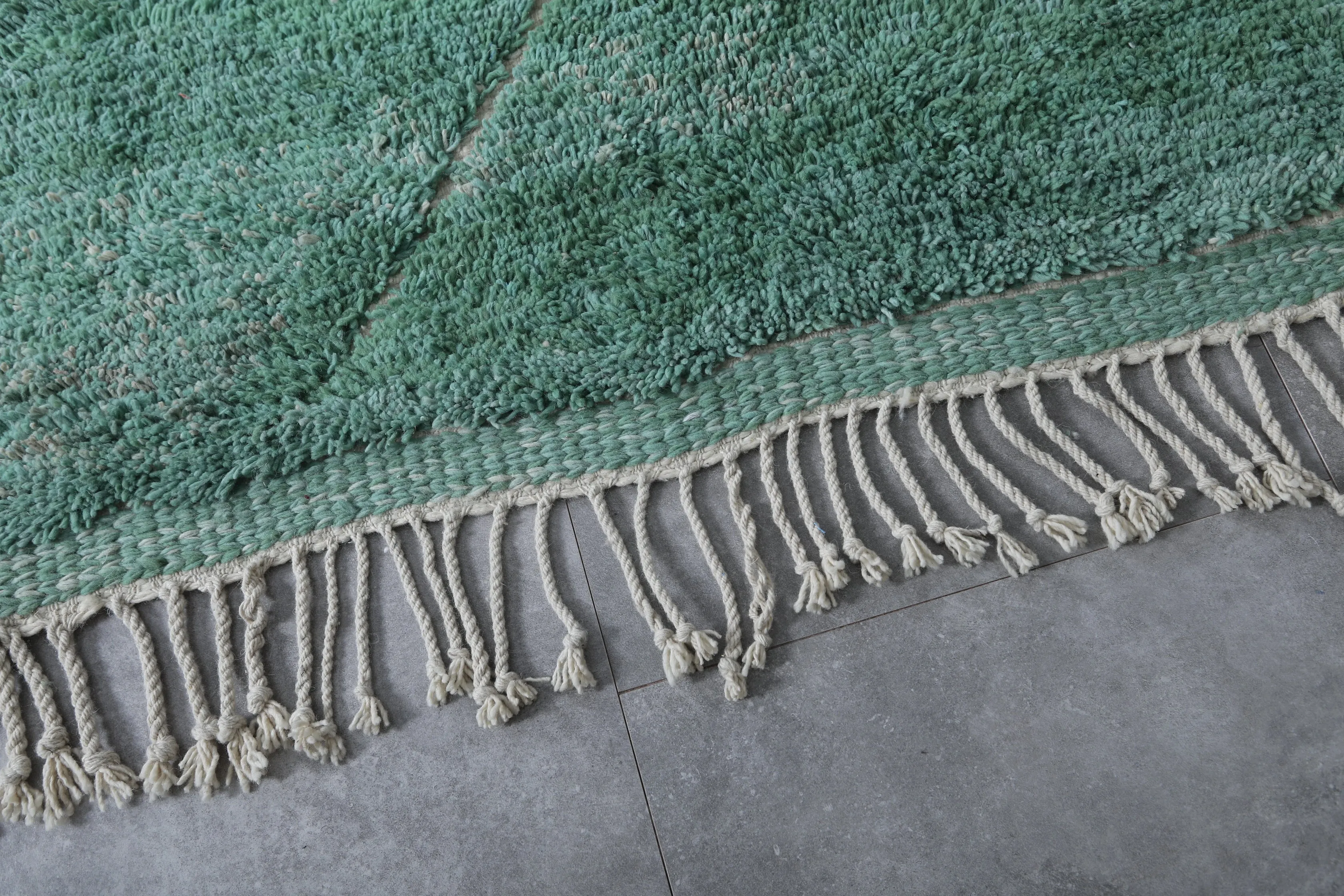 Green Moroccan Rug - Handwoven 8.9 x 9.9 Feet | Luxurious Wool Design