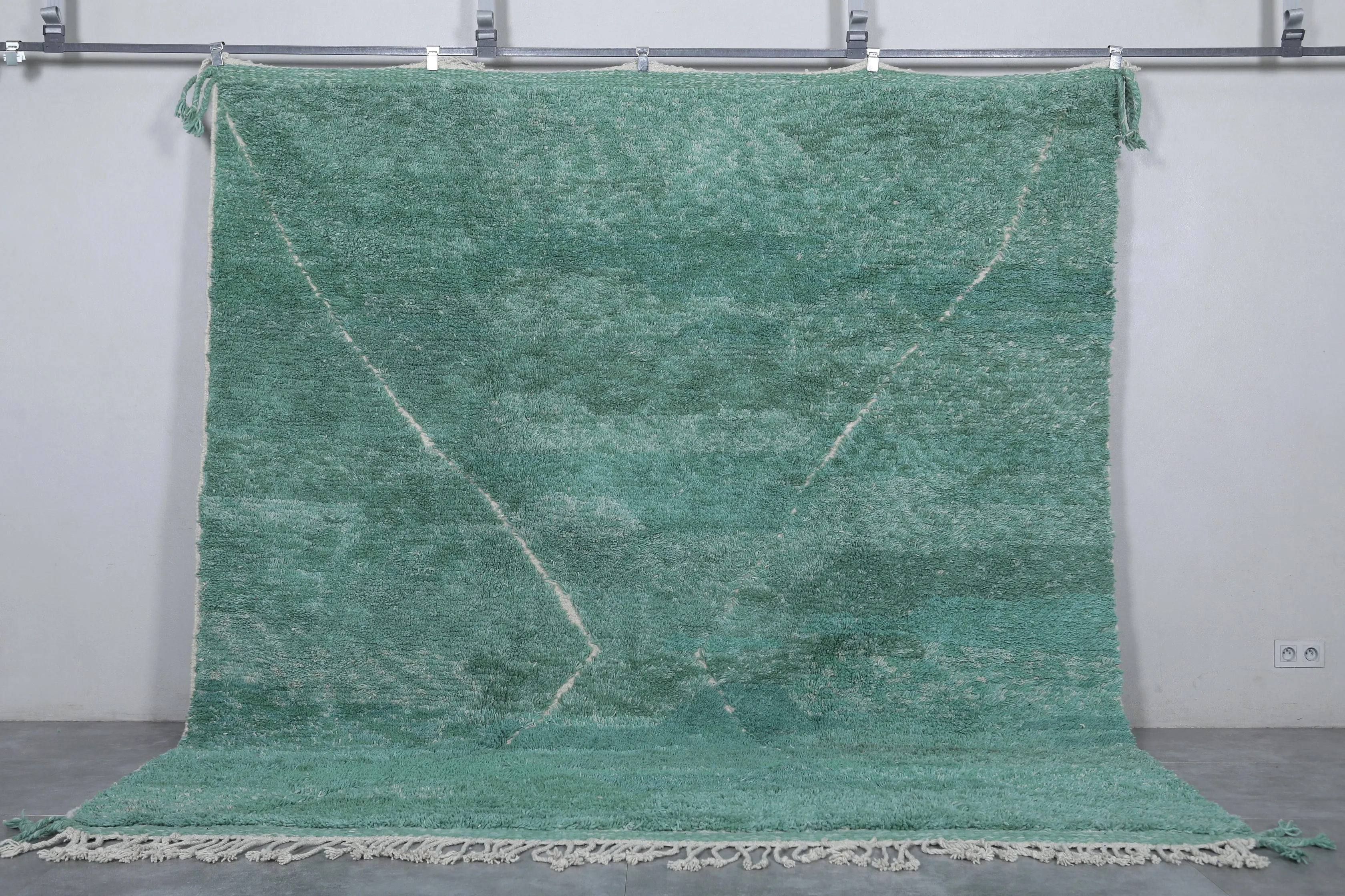 Green Moroccan Rug - Handwoven 8.9 x 9.9 Feet | Luxurious Wool Design