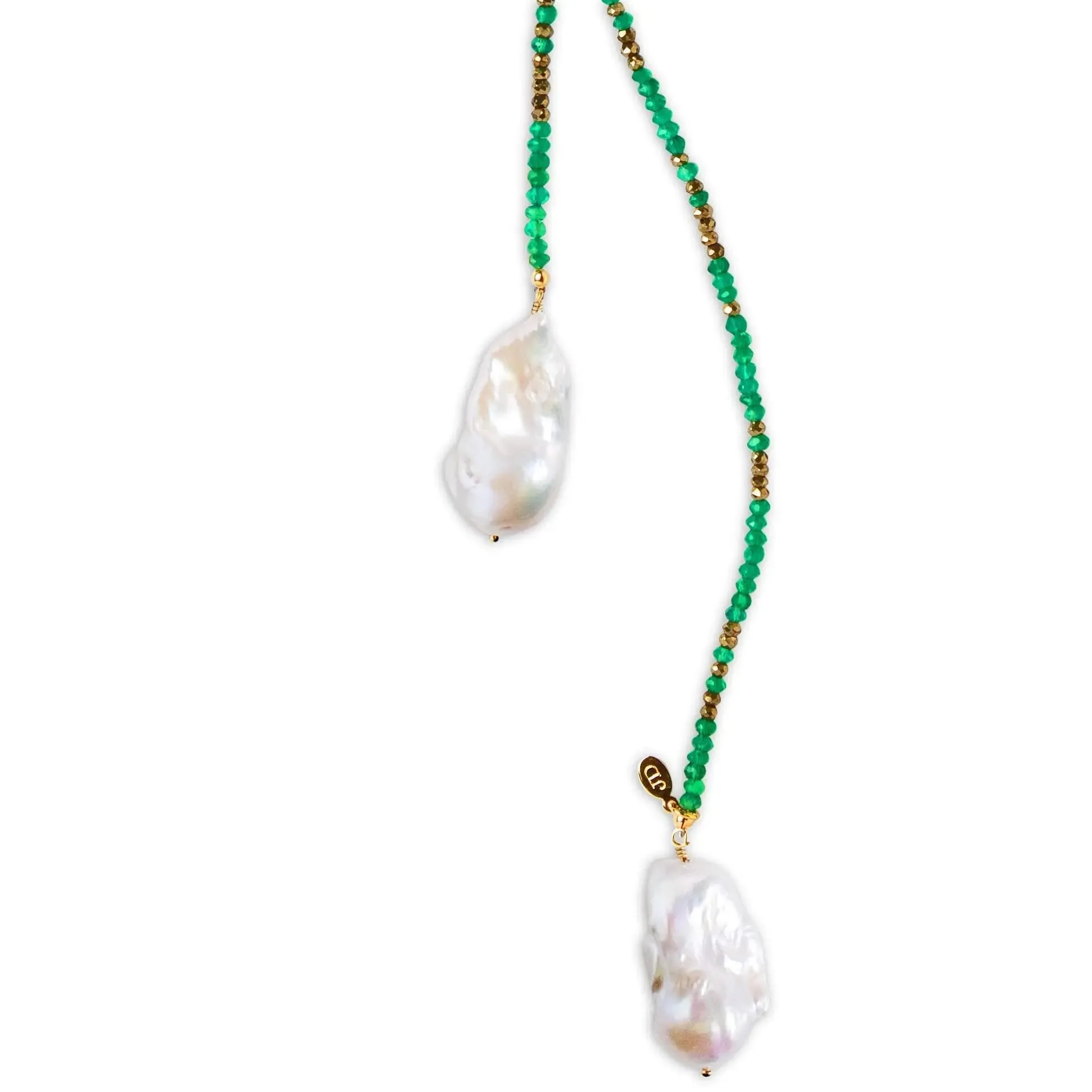 Green Onyx and Pyrite Ombre Classic Gemstone Lariat