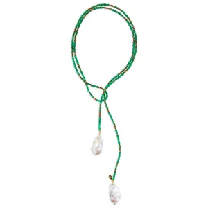 Green Onyx and Pyrite Ombre Classic Gemstone Lariat