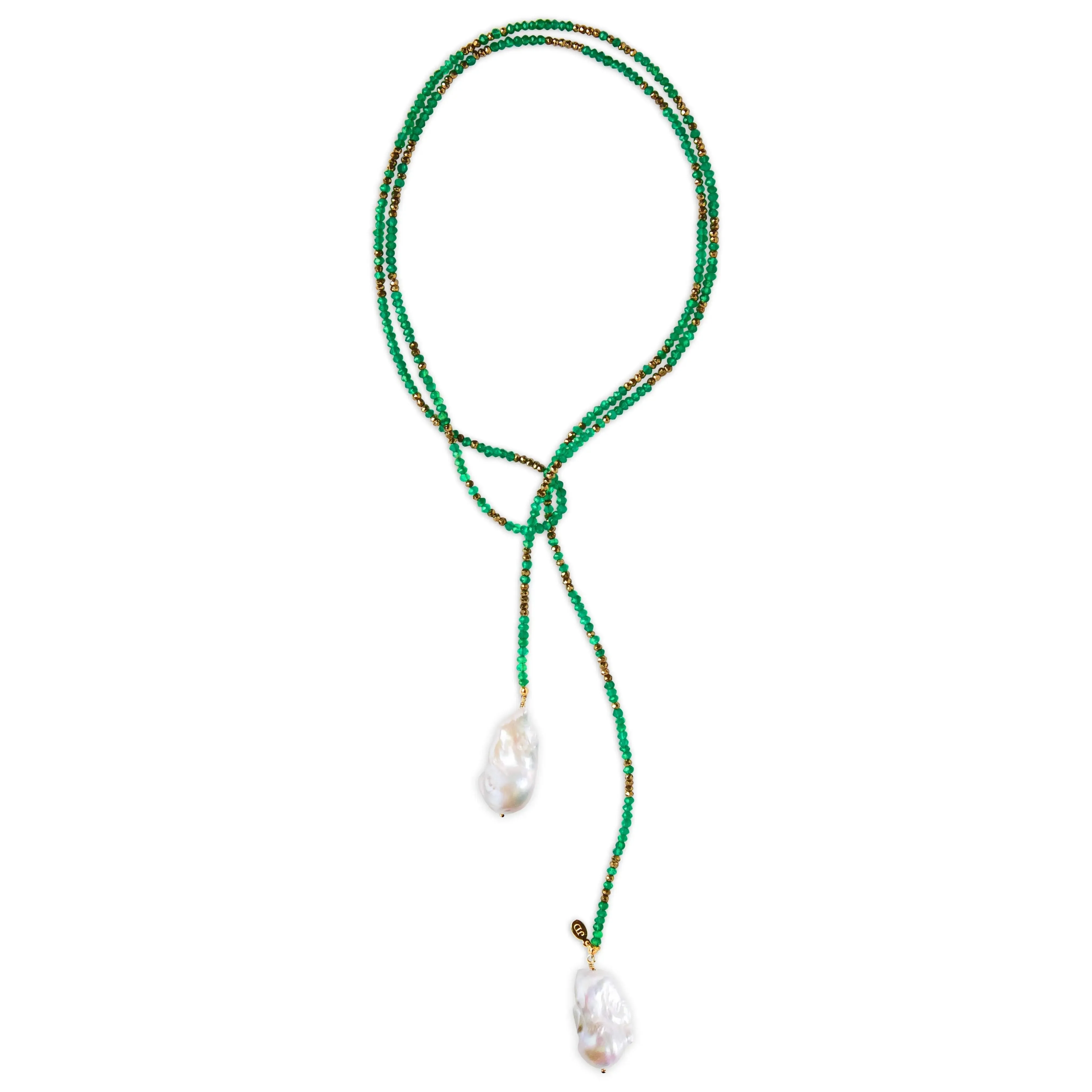 Green Onyx and Pyrite Ombre Classic Gemstone Lariat