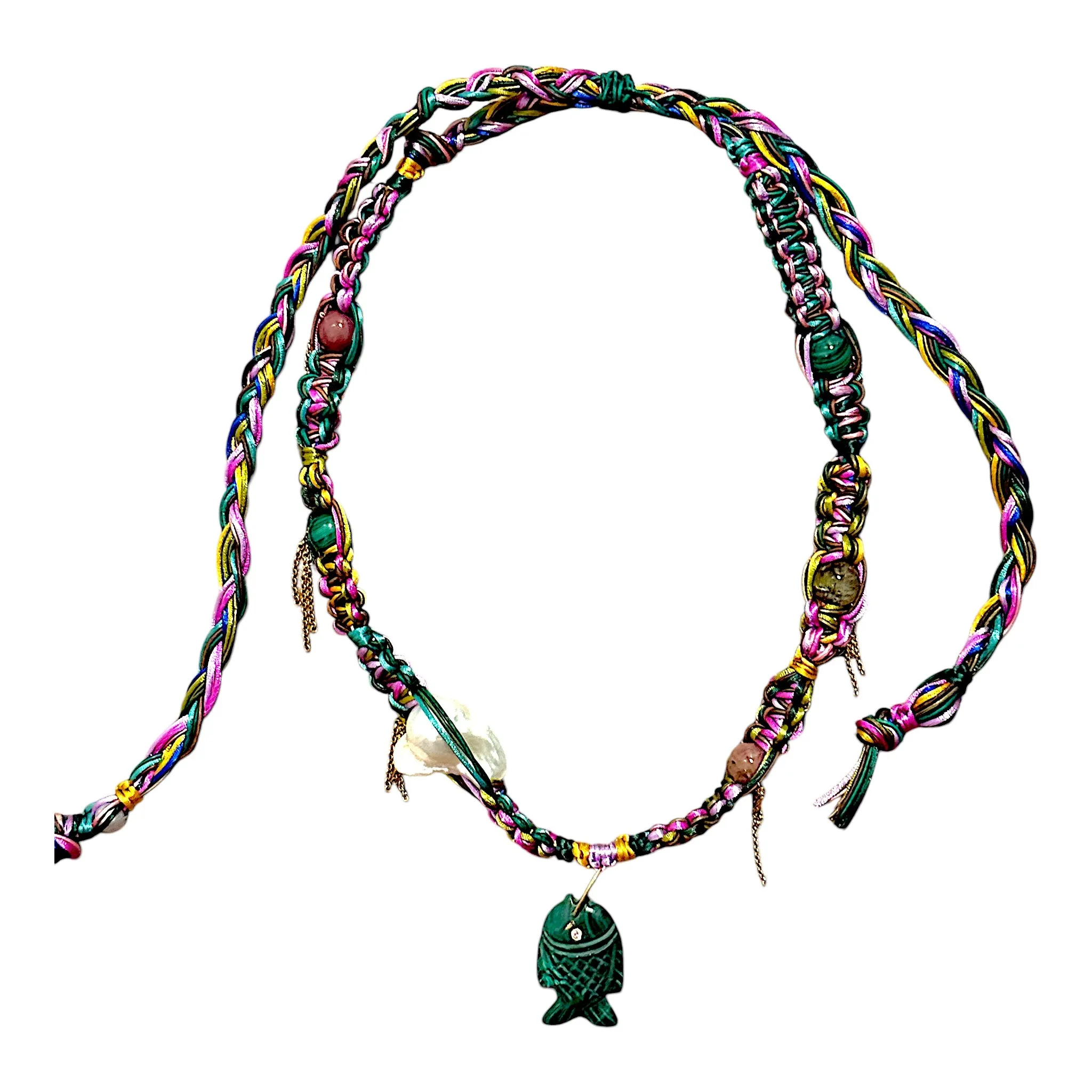 GREEN WITH ENVY LAVENDER SUNSET GLOW FISH ROCKSTAR NECKLACE