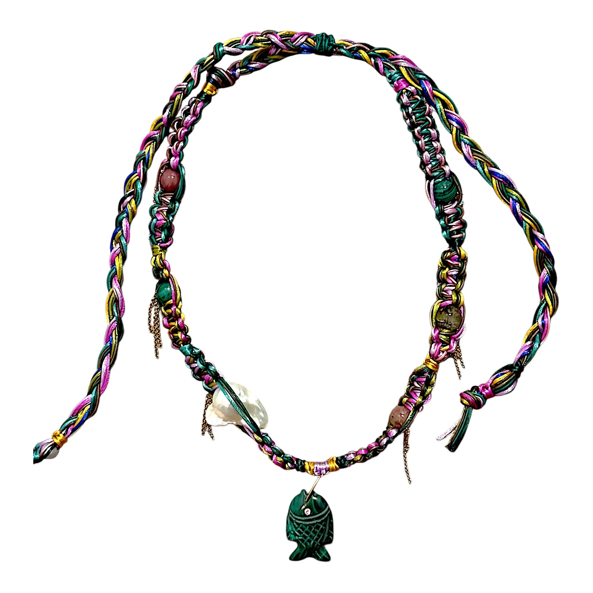 GREEN WITH ENVY LAVENDER SUNSET GLOW FISH ROCKSTAR NECKLACE