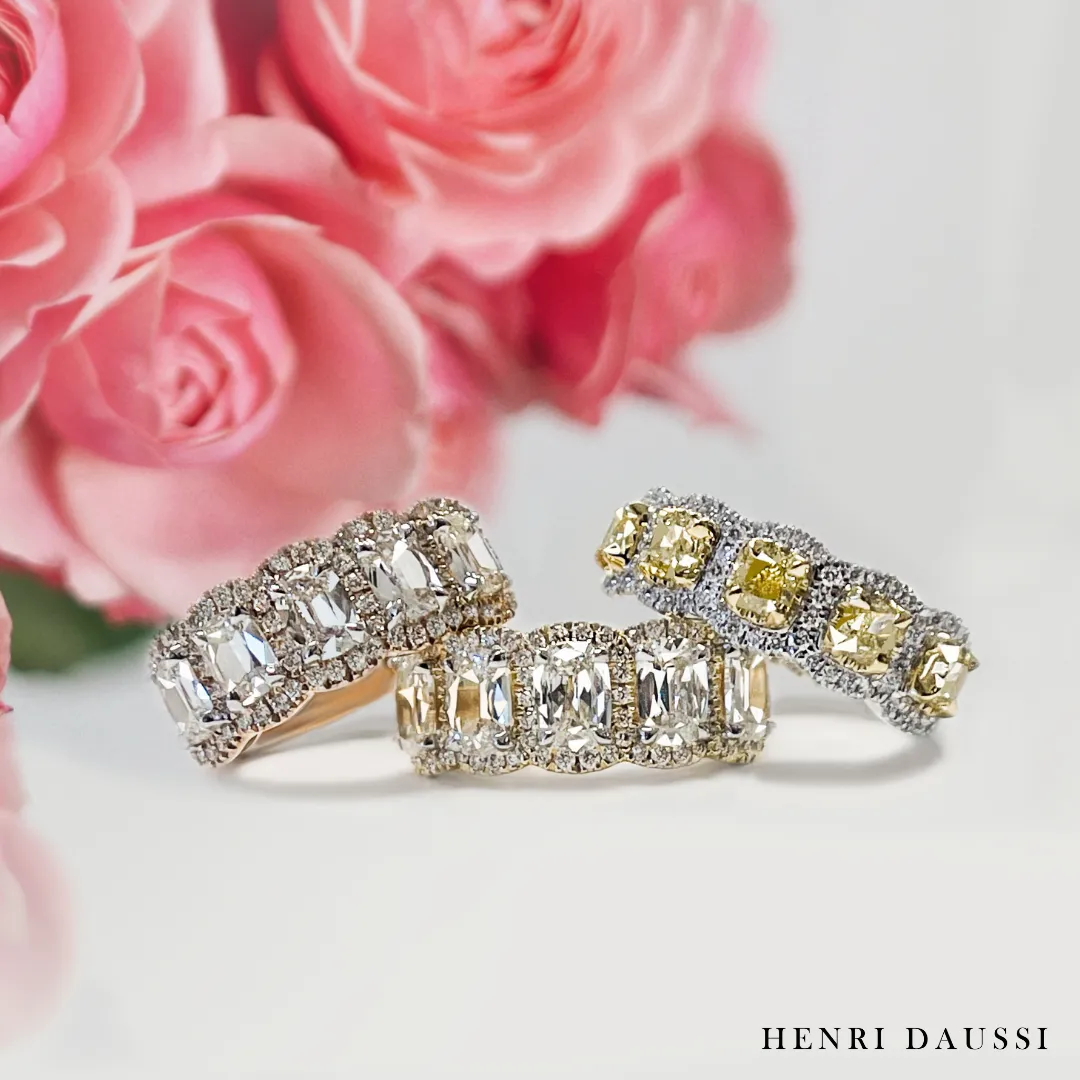 Henri Daussi Canary Fancy Light Yellow Five Stone 1.39ct tw Diamond Ring