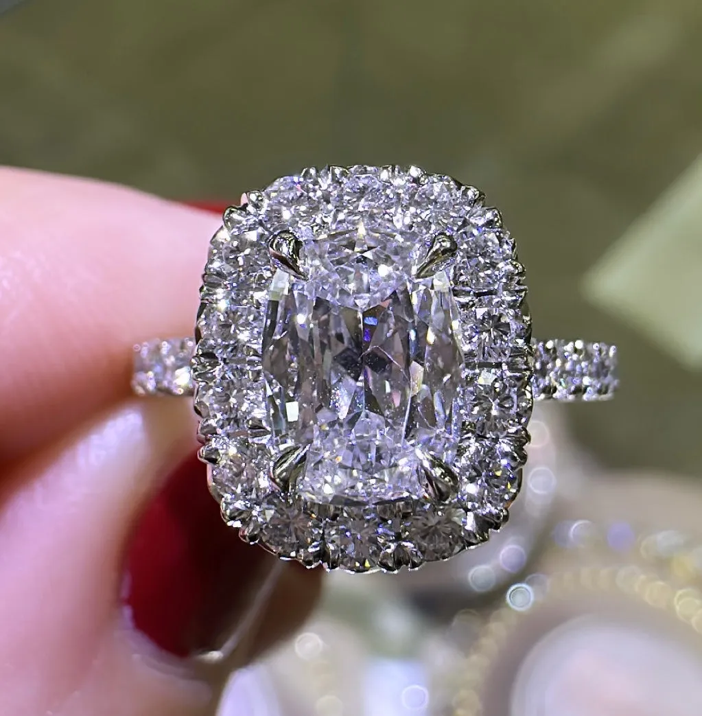 Henri Daussi GIA Certified Cushion Cut 1.85ct t.w. Halo Engagement Anniversary Ring
