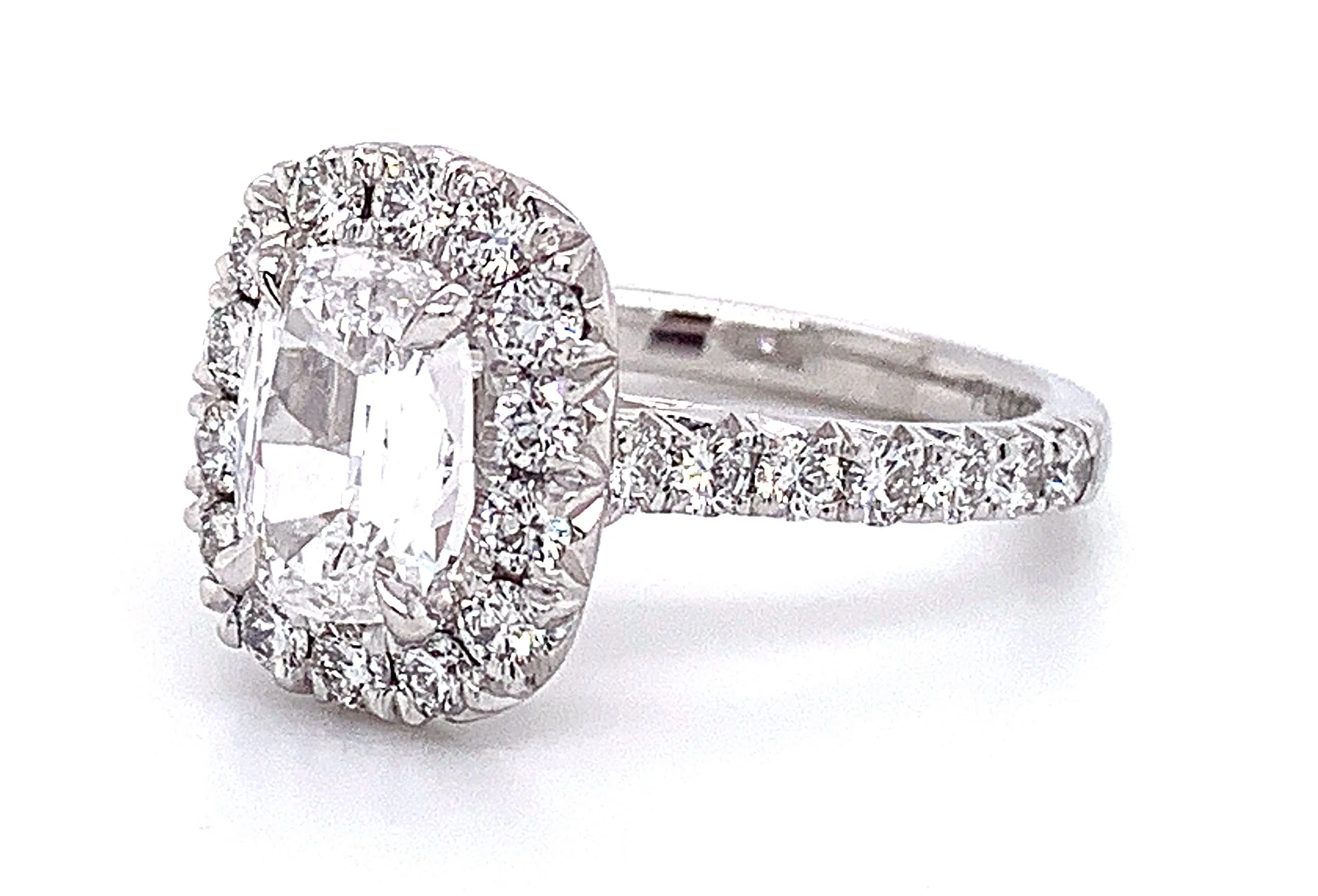 Henri Daussi GIA Certified Cushion Cut 1.85ct t.w. Halo Engagement Anniversary Ring