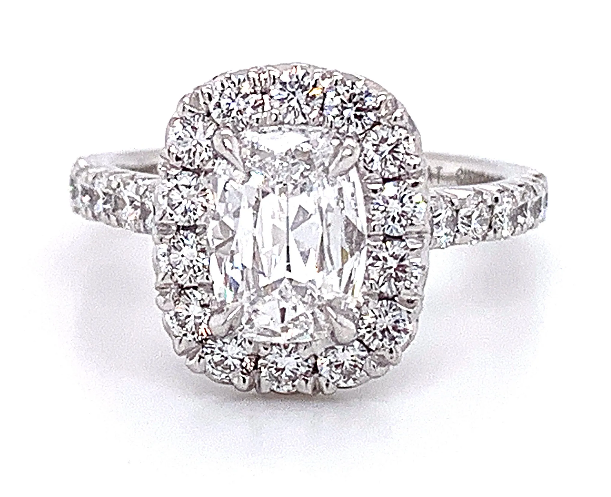 Henri Daussi GIA Certified Cushion Cut 1.85ct t.w. Halo Engagement Anniversary Ring