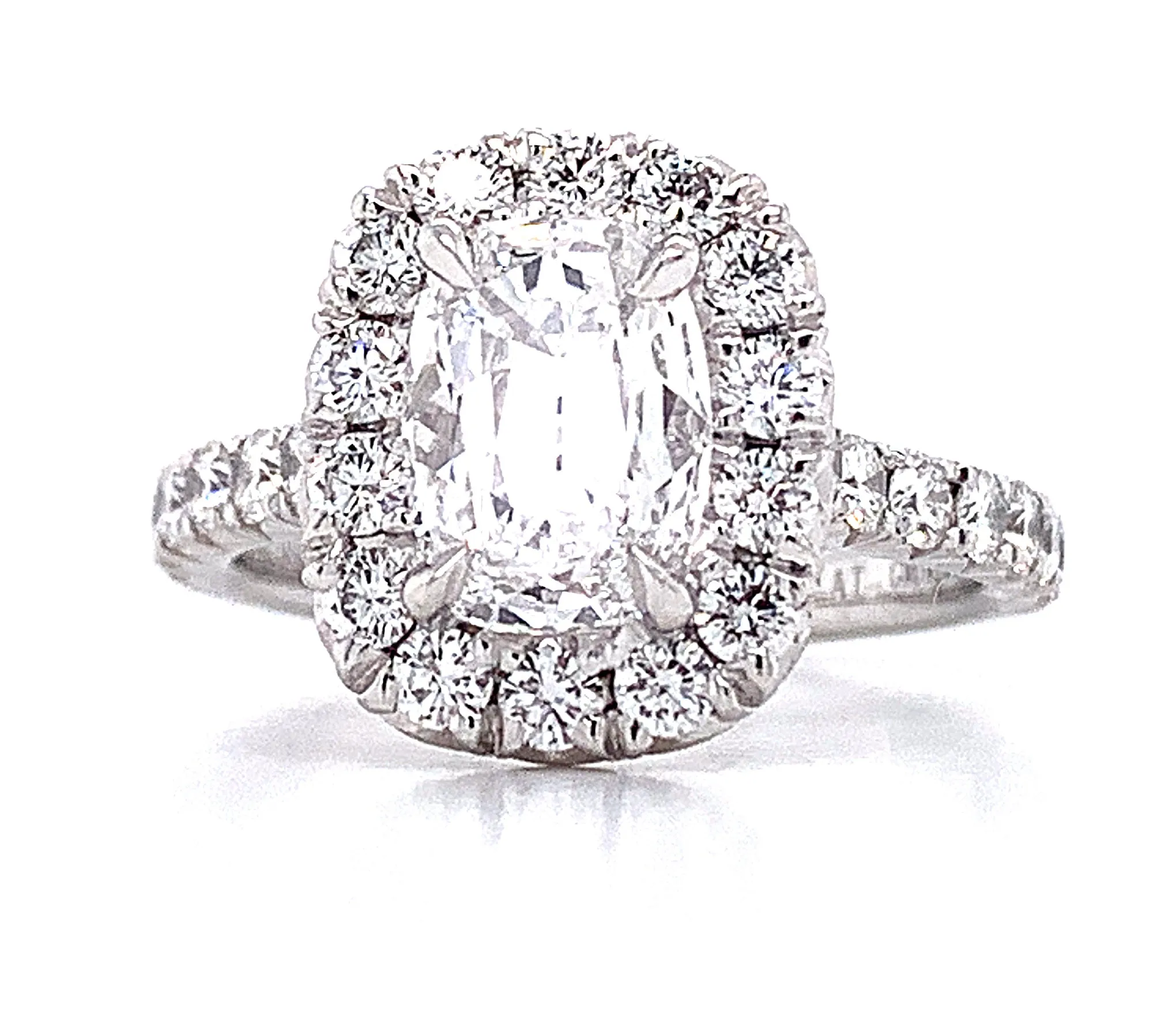 Henri Daussi GIA Certified Cushion Cut 1.85ct t.w. Halo Engagement Anniversary Ring