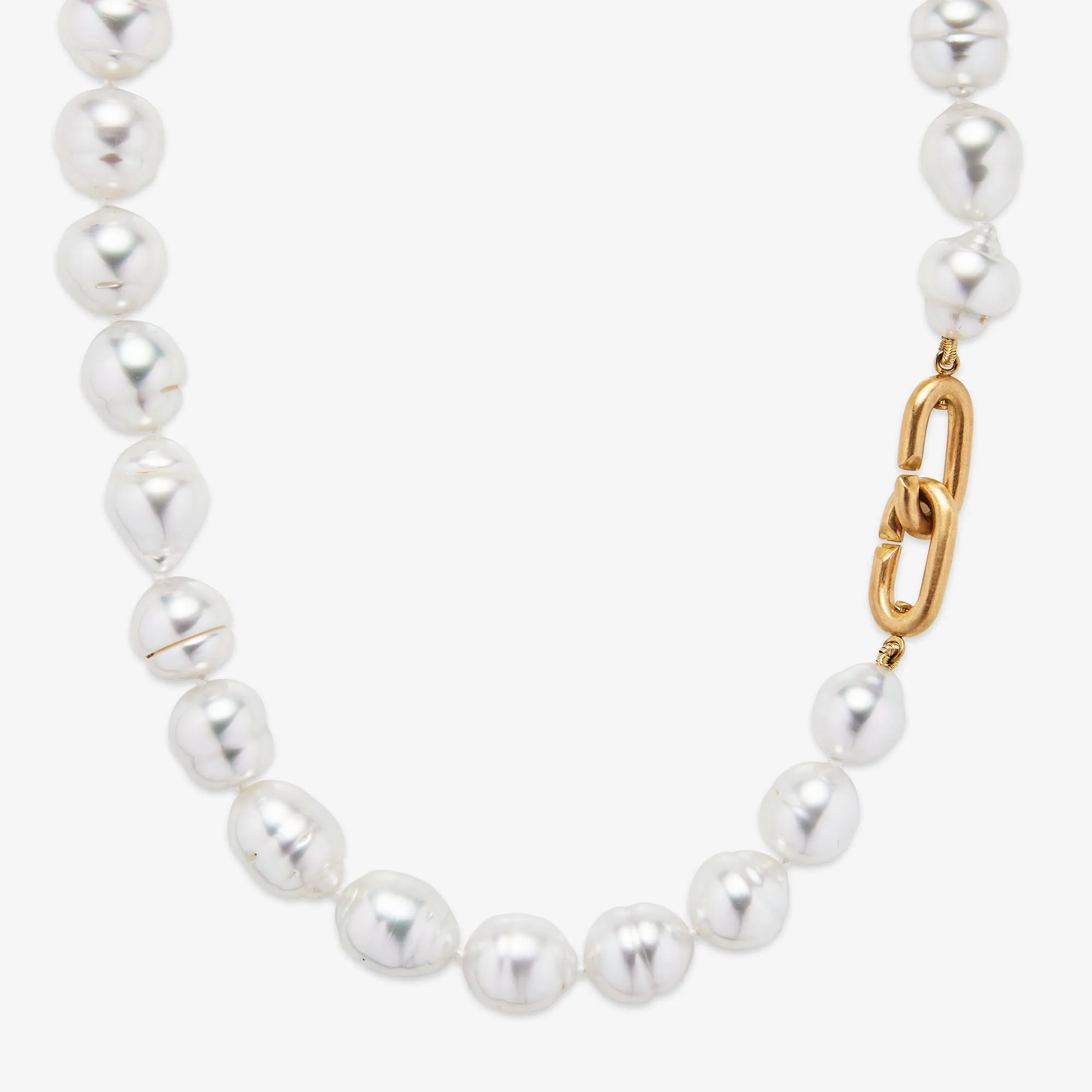 Hunter Mini South Sea Baroque Pearl Necklace in 20K Peach Gold- 19"
