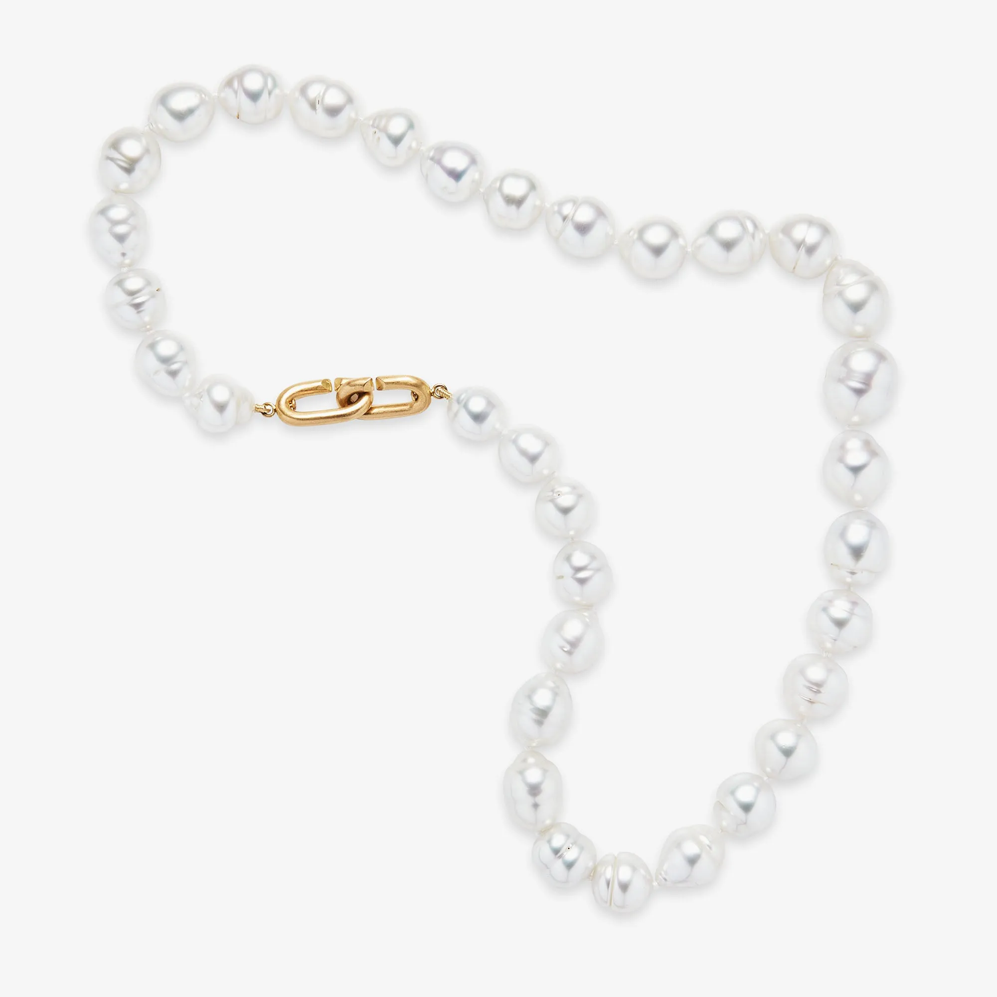 Hunter Mini South Sea Baroque Pearl Necklace in 20K Peach Gold- 19"