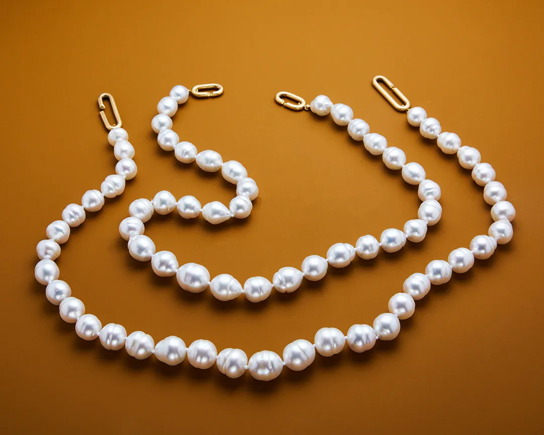 Hunter Mini South Sea Baroque Pearl Necklace in 20K Peach Gold- 19"