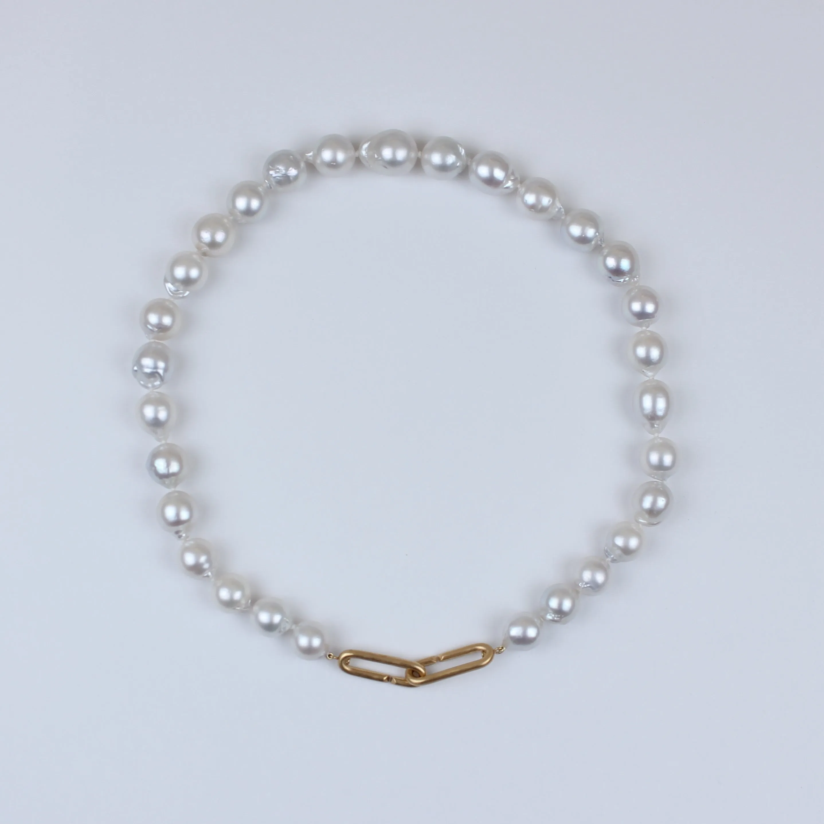 Hunter Necklace with South Sea Baroque Pearls in 20K Peach Gold- 20''