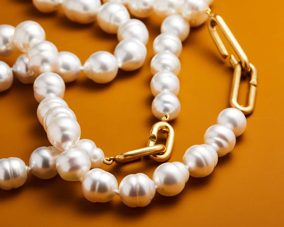 Hunter Necklace with South Sea Baroque Pearls in 20K Peach Gold- 20''