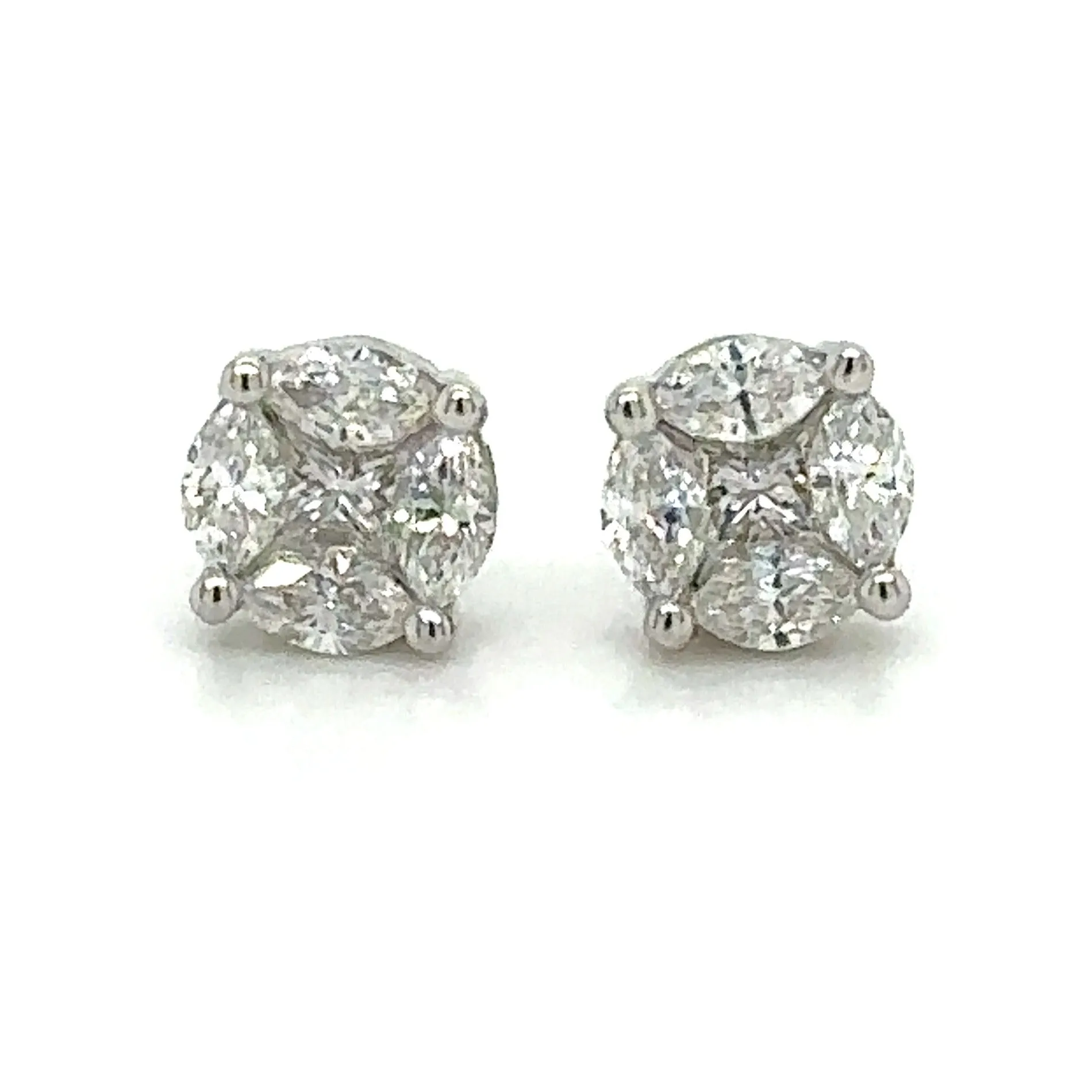 Invisible set Diamond Stud Earrings 0.45ct tw